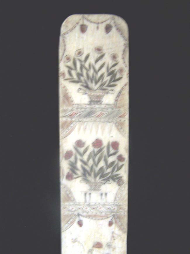 A Wonderful Antique Scrimshawed Whalebone Polycromed '6 Panel' Corset Busk circa 1840 — image 4